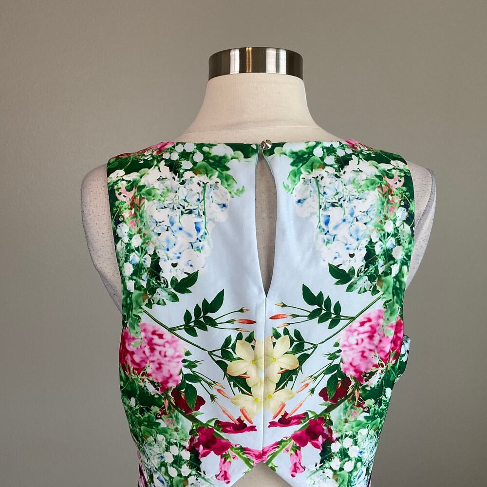 GUESS Floral Print Cutout Back Sleeveless Sheath Long Maxi Dress Blue Size 12 - Picture 8 of 10
